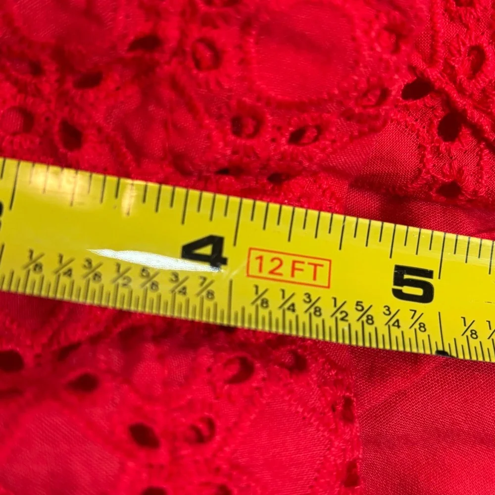 Merona Womens Red‎ Eyelet Cotton Shorts Size 18 Embroidered Summer Casual